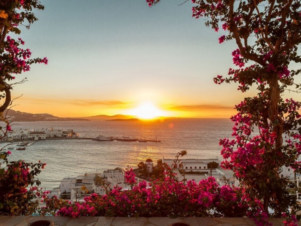 Floral Bikini on the Beach in Mykonos Greece - Sydne Style